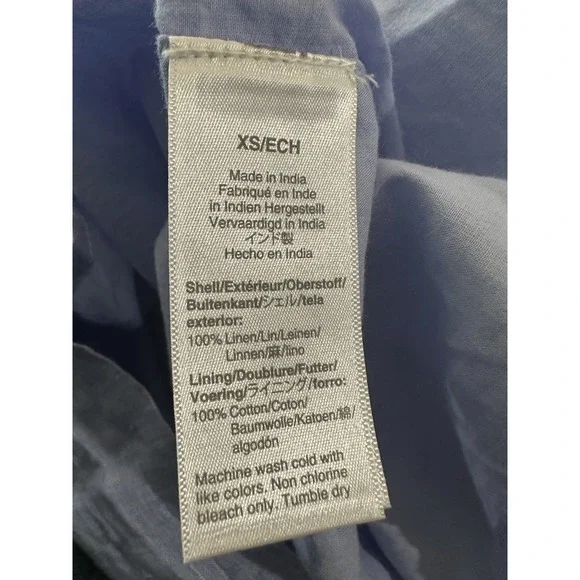 J.crew 100% Linen Button Back Shift Dress in Beauchamps J2466 Blue Size XS - Picture 7 of 12